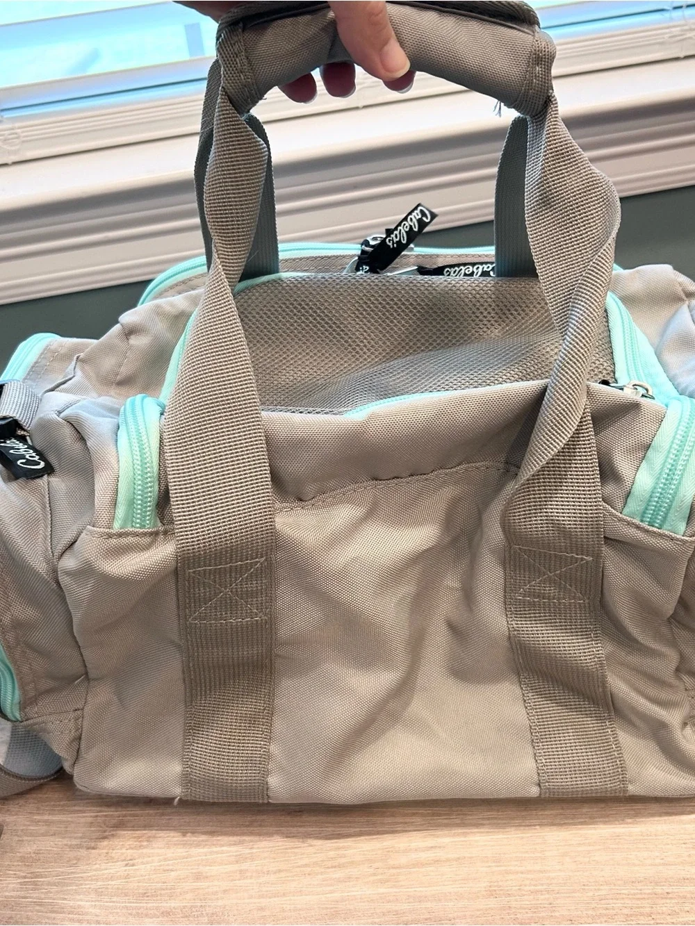 Cabela's Catch-All Gear Bag Gray/Teal Soft Tackle Bag, Range Bag, Small Duffel